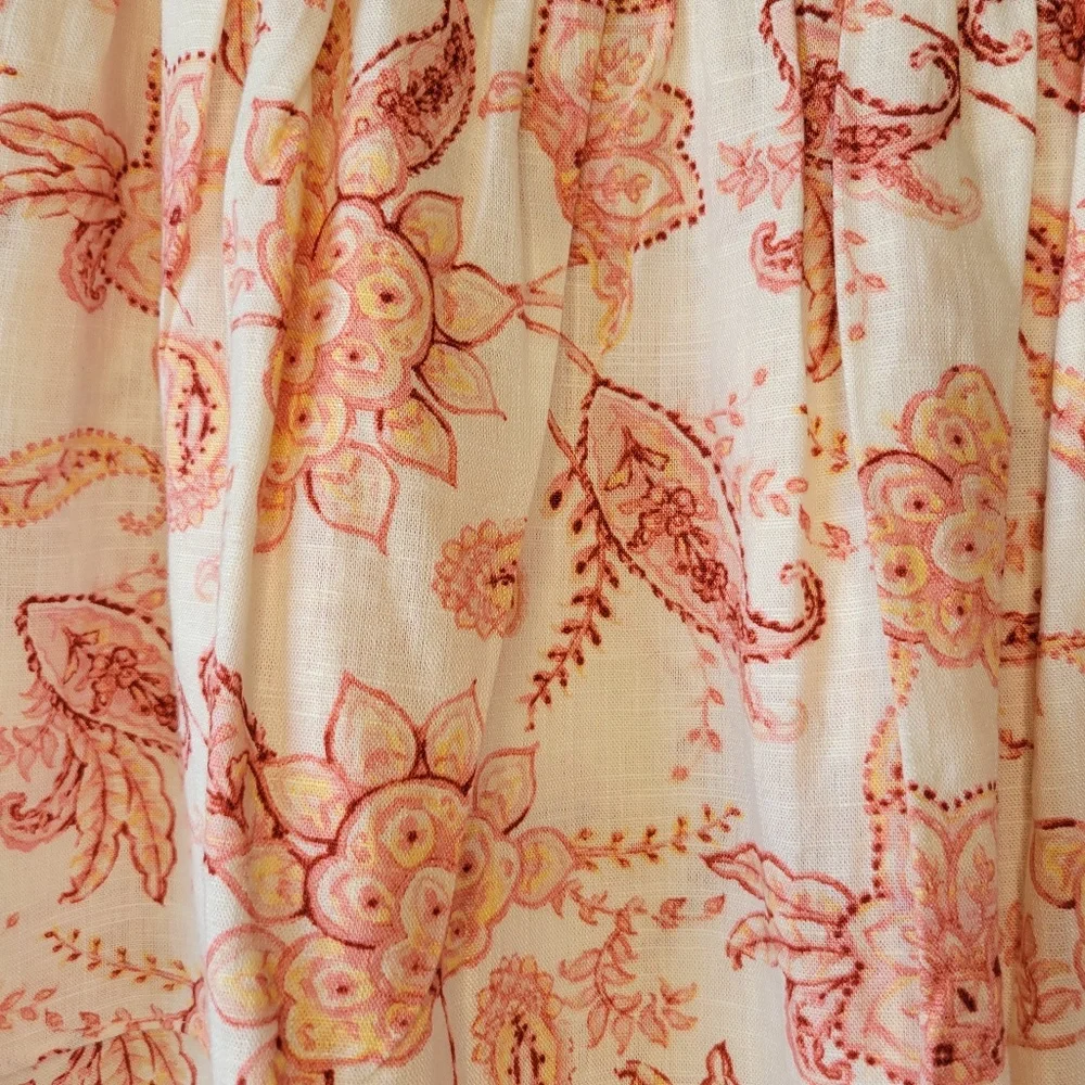 Express Women's Pink Ivory Linen Blend Floral Tiered Ruffle Mini Skirt Sz 14 New